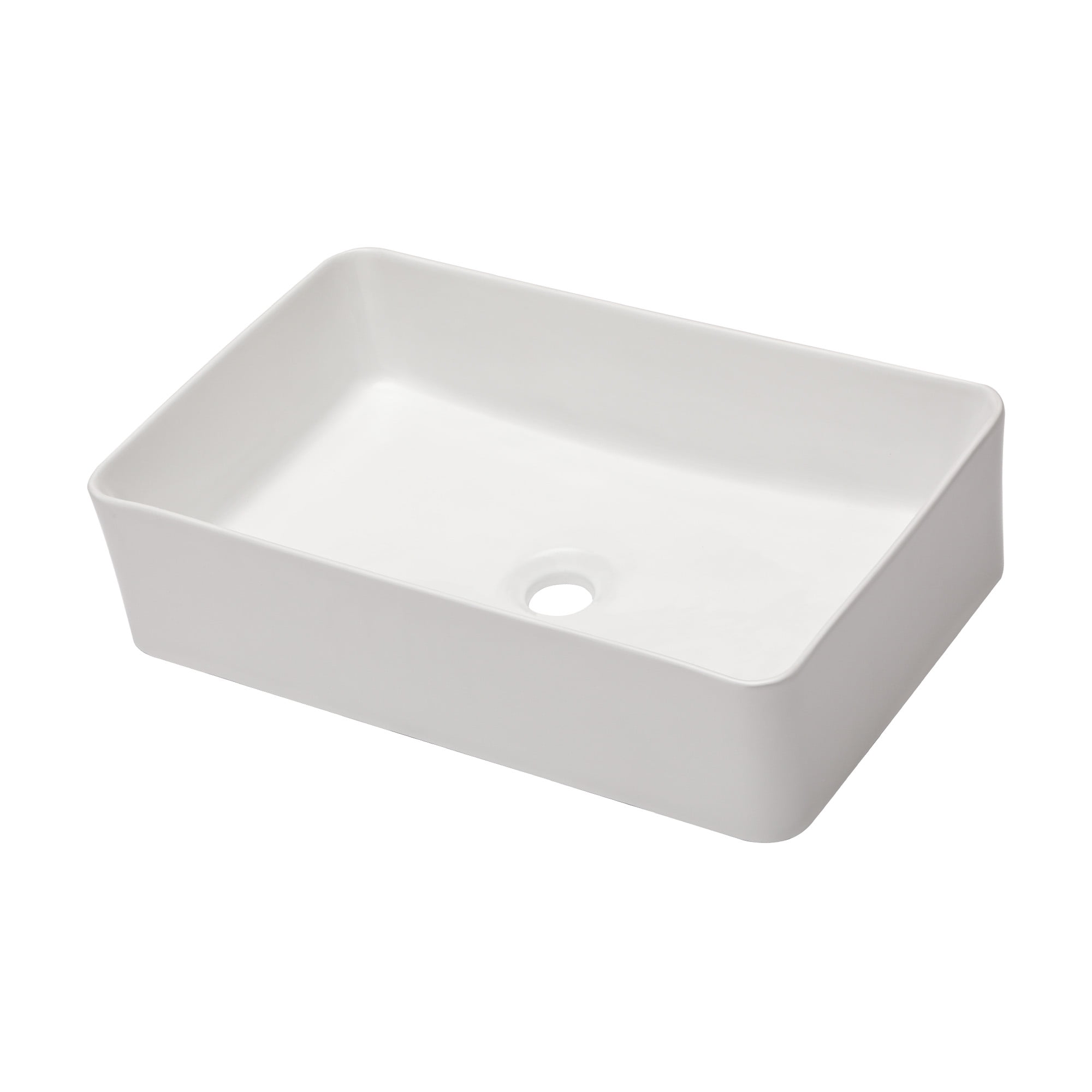 21"×14"×5.5" White Ceramic Rectangular Countertop Bathroom Sink