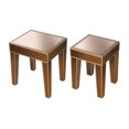 thumbnail image 1 of 21, 17 Inch Side End Table, Mirror Tops, Wood Frames, Set of 2, Brown- Saltoro Sherpi, 1 of 5