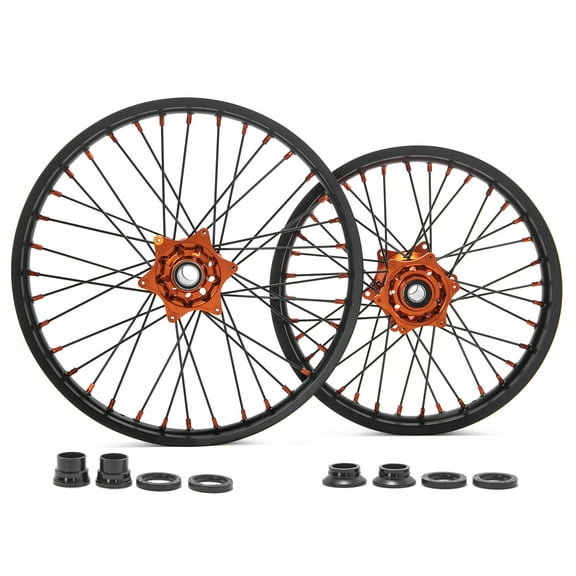 21" + 19" Front Rear Wheel Set Orange Hub For SXF SX EXC XCW 125-540 For HUSQVARNA 2003-2023