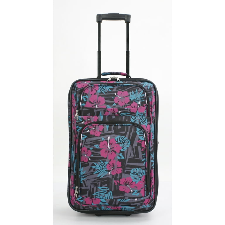 21 2 Wheel Carry On Luggage Hawaiian Floral Print Walmart