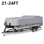 21-24ft Pontoon Boat Cover Waterproof Heavy Duty Outdoor UV Rain Dust Protection Gray