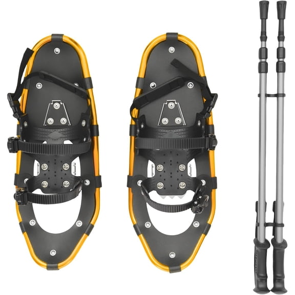 21/25 Inch Snowshoes with Trekking Poles for Men Women Youth, Light Weight Aluminum Snowshoes with Adjustable Binding, Carry Bag & Hiking Poles