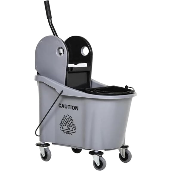 21.25" L x 16.25" W x 36" H Large Cleaning Bucket with Wheels for Easy Cleaning, Commercial Rectangular Mop Bucket (Gray)
