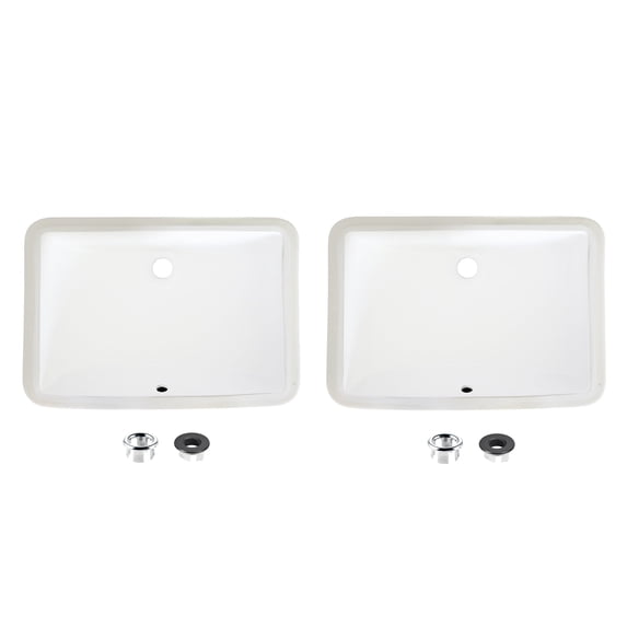Stylish Undermount 21 ¼"Wx 14 ½"D White Rectangular Bathroom Sink Set of 2 P-203-2