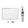 thumbnail image 1 of Stylish Undermount 21 ¼"Wx 14 ½"D White Rectangular Bathroom Sink with Pop up Drain P-203D, 1 of 9