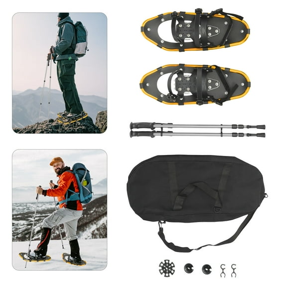 21/25 inch Aluminum Snowshoes with Adjuatable Trekking Poles, Carrying Bag, Light Weight Women Men Youth Kids Snow Shoes for Mountaineering
