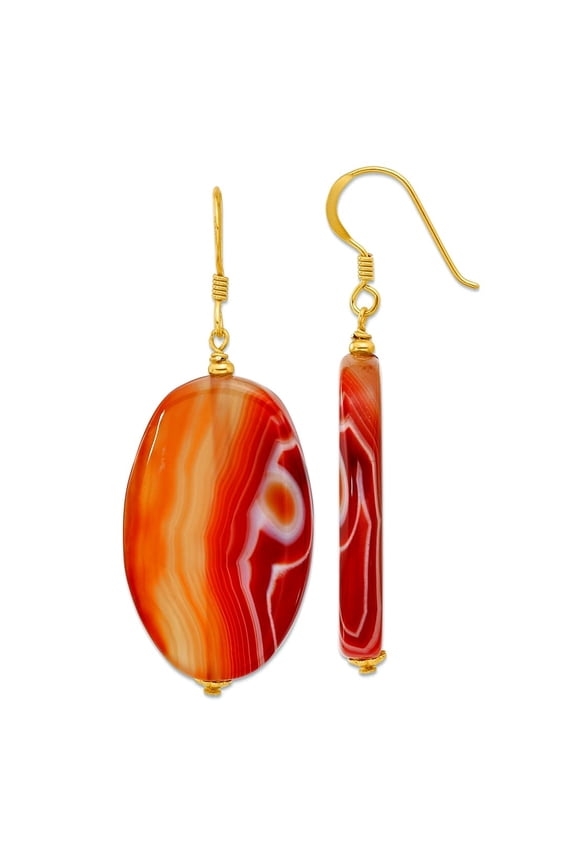 925 Sterling Silver Gold Plated Red Sardonyx Long Drop Dangle Earrings 54.6x21.25mm Wide Dangle Earring for Women