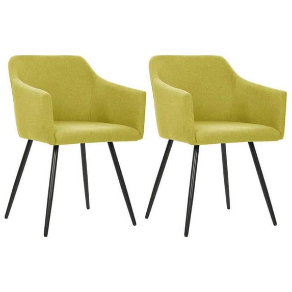 21.3 x 24.4 x 31.5 in. Dining Fabric Armchair Chairs, Green - 2 Piece