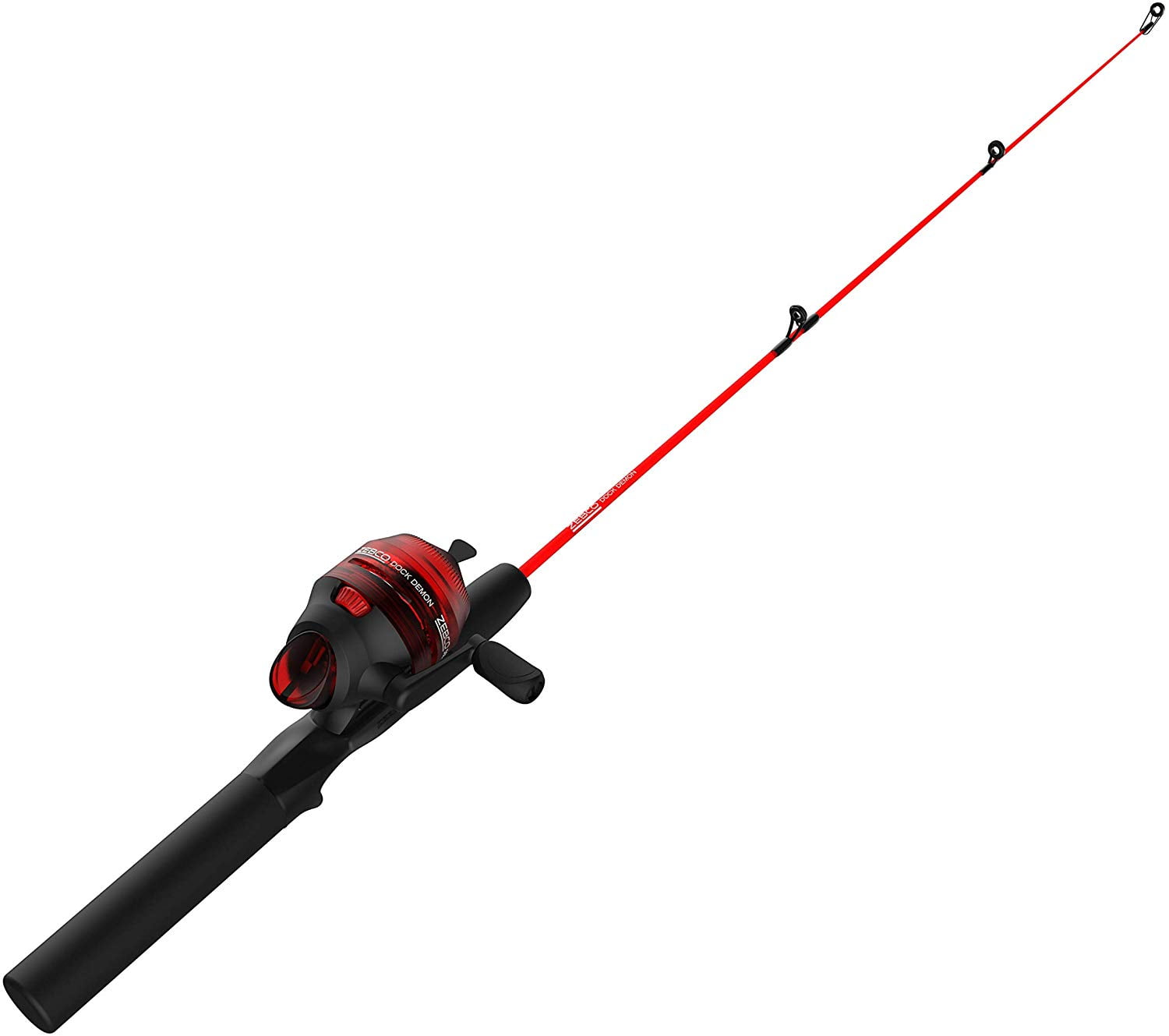 Zebco Dock Demon Spinning Reel or Spincast Reel and Fishing Rod