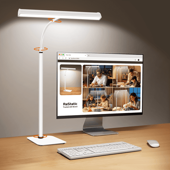 21.5" Adjustable Desk Lamp,Eye-Caring LED Desk Lamp with Memory Function & Anti-Glare, 3 Colors & 10 Brightness Levels, USB Powered Office Light for Home Office/Study/Artwork(white)