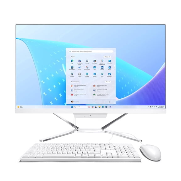PTZZHEDM 21.5" All-in-One Business Computer, with Webcam, Intel N5095, 16GB RAM, 1TB SSD, Windows 10 Pro, White