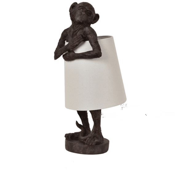 21.5" Chester Monkey Bronze Resin Table Lamp w/ Oatmeal Shade