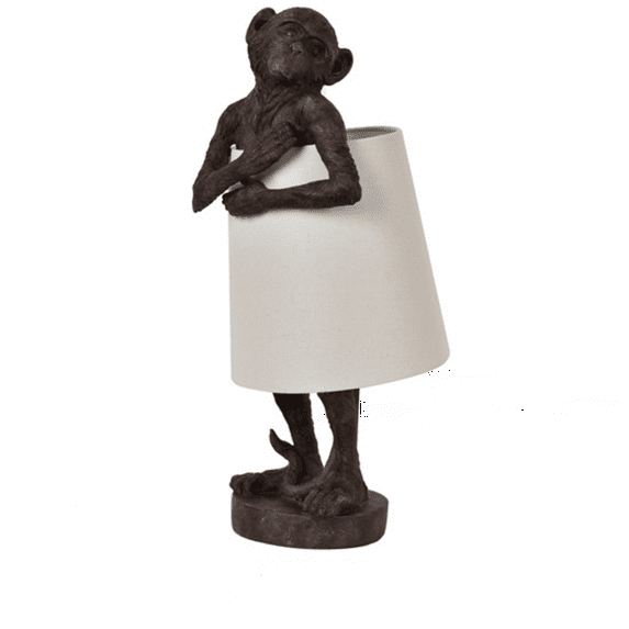21.5" Chester Monkey Bronze Resin Table Lamp w/ Oatmeal Shade