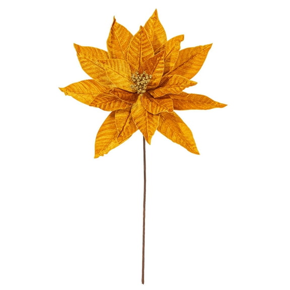 21.5" Gold Poinsettia 18" Flower 2/Bag