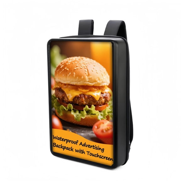 21.5 Inch Touchscreen Advertising Backpack, 1000nits High Brightness LCD Screen Backpack, IP65 Waterproof Digital Signage Backpack with USB/App/CMS Input for Auto Playback, Split Screen, Android 11OS
