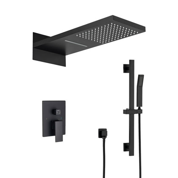 21.5"L Shower Head 3-way Wall-Mount Rectangle Shower Faucet with Rough-in Valve