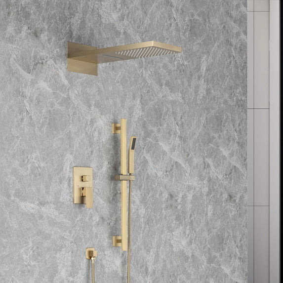 21.5"L Shower Head 3-way Wall-Mount Rectangle Shower Faucet with Rough-in Valve