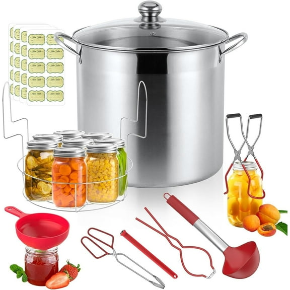 21.5 QT Water Bath Canner with & Jar Rack Stainless Steel Canning Supplies Kit