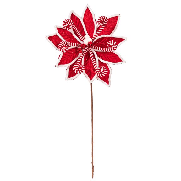 21.5" Red Candy Cane Poinsettia 4/Bag