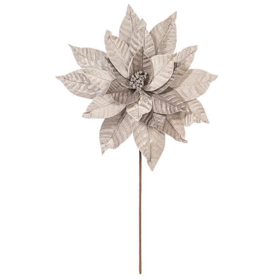 21.5" Silver Poinsettia 18" Flower 2/Bag