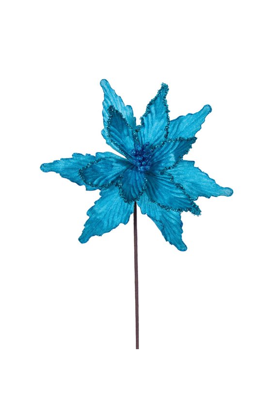 21.5" Turquoise Poinsettia 12" Flw 6/Bag