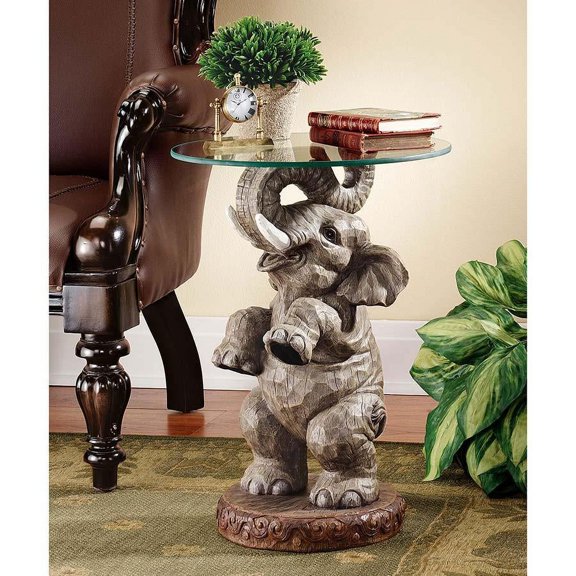 21.5" African Wildlife Elephant Side Table