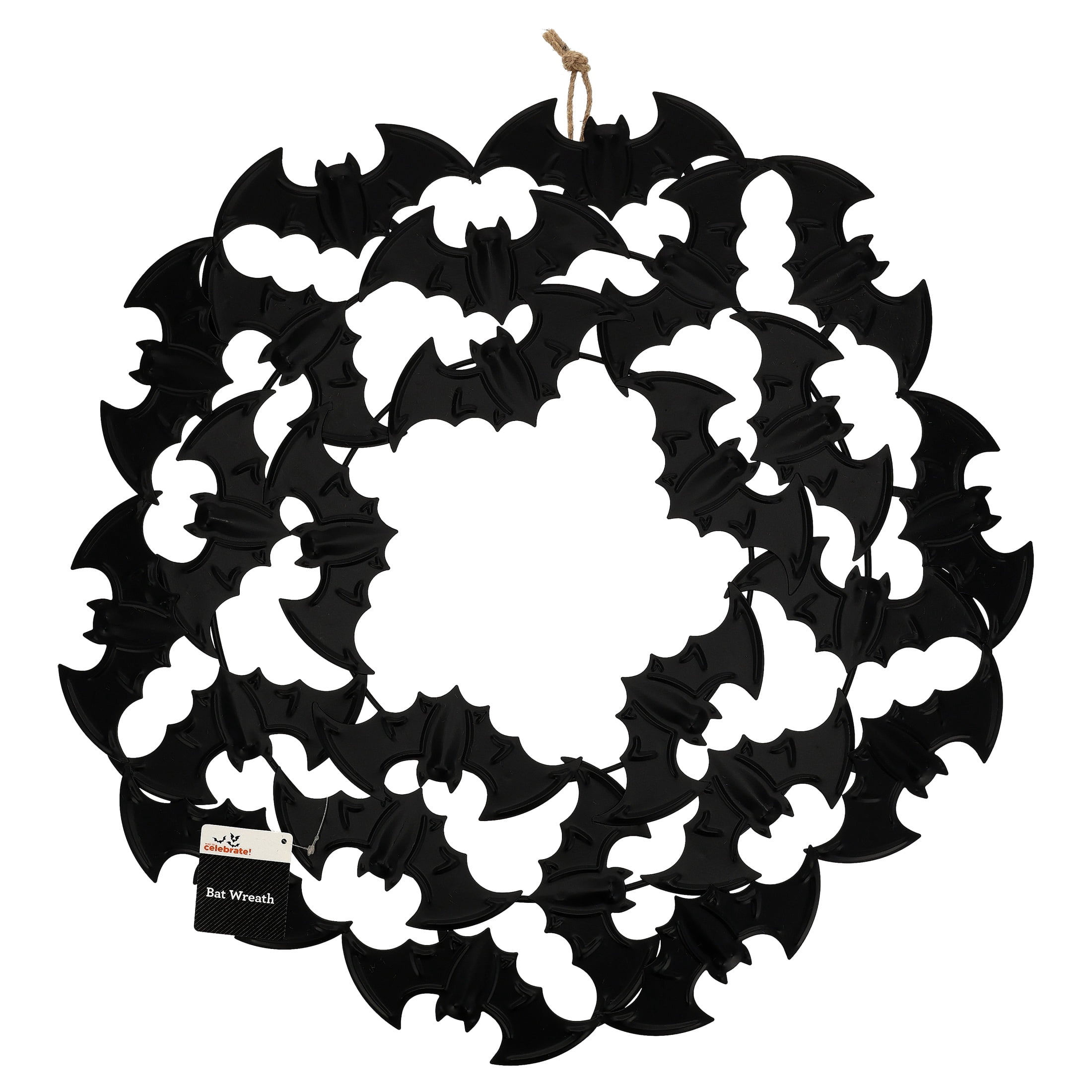 Metal Bat Wreath, Black, 21.5", Halloween by Way To Celebrate