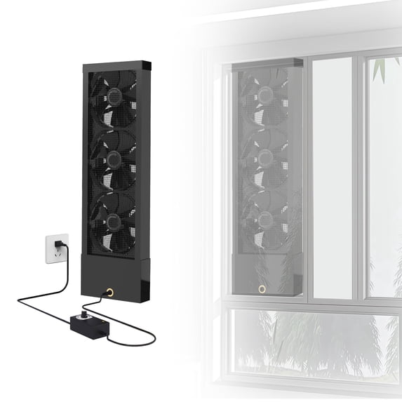 21.6-23.6 Inch Vertical Window Exhaust Fan for Sliding Windows – Align Perfectly with Window Top and Bottom Frames Tool-Free With Variable Speed for Bedrooms, Smoky Spaces, Hot Areas (Black)
