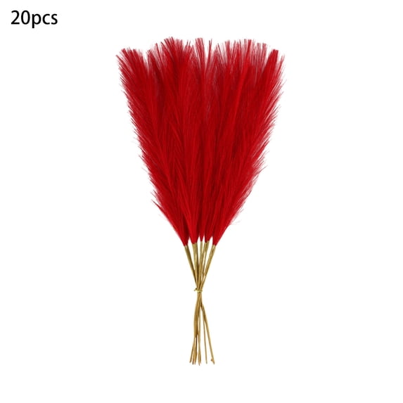 21.6" Faux Pampas Grass Decor, 20pcs Large Tall Fluffy Artificial Pompous Grass Branches for Floor Vase Filler Flower Arrangement for Home Wedding(Red)