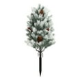 thumbnail image 1 of 21.6 Inch Artificial Cedar Christmas Tree Outdoor Decor, Faux Evergreen with Ground Spike & Flocked Snow Pine Cones, Christmas Urn Filler for Porch Yard Garden Pathway Decorations, 1 of 4