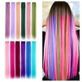 thumbnail image 1 of 21.6 Inch Rainbow Hair Synthetic Straight Hair Extensions for Women Girls Kids Gift Multi-Colors Party Clip in Synthetic Hairpiece, 1 of 2