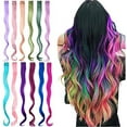 thumbnail image 1 of 21.6 Inch Rainbow Hair Synthetic Straight Hair Extensions for Women Girls Kids Gift Multi-Colors Party Clip in Synthetic Hairpiece, 1 of 2