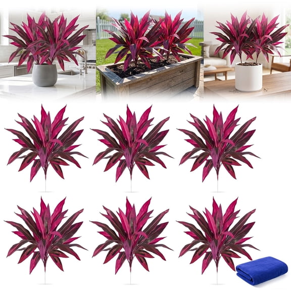 21.6 IN Large Realistic Artificial Boston Fern & Dragon's Blood Tree Plants, artificial potted trees with ground stakes, No watering or pruning is needed For Outdoor Or Indoor