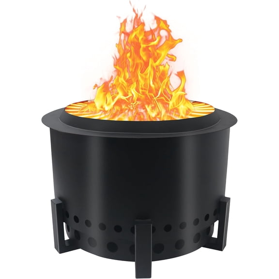 FEBTECH 21.6" Smokeless Firepit - Carbon Steel Table Top Fire Pit Smokeless with Fire Grate - Heavy Duty Portable Fire Pit - Perfect for Bonfire, Camping & Wood Burning, Patio Outdoor
