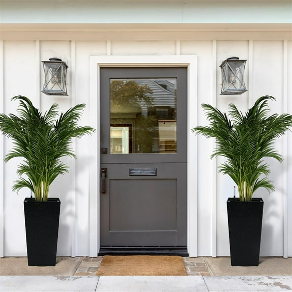 21.6" Tall Rectangular Planters Set of 2 Large Modern Plant Pots with Drainage Holes＆Water Level Monitor＆Wheels Outdoor and Indoor for Patio, Porch, Living Room, or Home Office