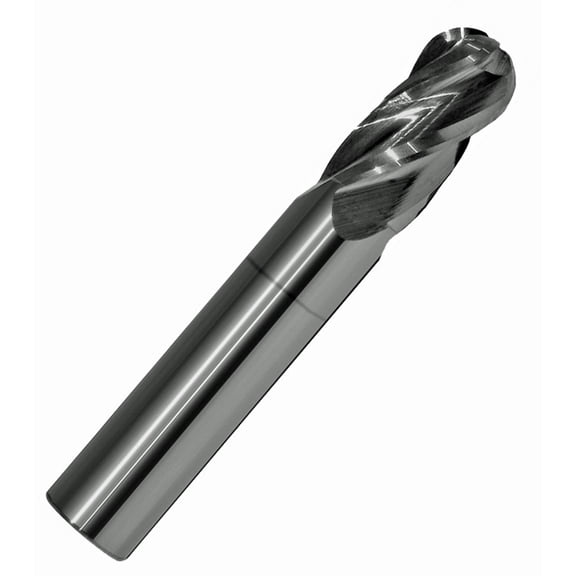 21/64" Diameter 4 Flute Carbide TiCN Single Ball Mill Regular, 1" Length of Cut, 2-1/2" Overall Length