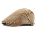 thumbnail image 1 of 21.65-23.62in Classic British Retro Flat Cap - Adjustable Washed Denim Newsboy Hat with 2.17in Brim & 4.33in , Unisex Casual Beret for Men Women Daily Wear (Khaki), 1 of 3