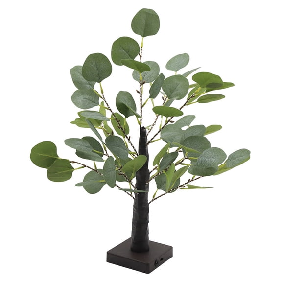 21.65" Faux Eucalyptus Christmas Tree - with 55 LED Lights Artificial Eucalyptus Plant for Indoor Christmas Decoration, Bedroom & Living Room Ambient Night Lighting