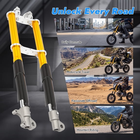 21.65" Front Fork Shocker, 49CC 2-Stroke Mini Pit Bike Suspension Fork, Triple Tree Dirt Bike Front Fork for Small Sports Bikes, Pro Trail & Off-Road (Gold)