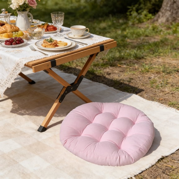 21.65 Inch Round Cushion, Velvet Floor Pillow, Large Seat Cushion, Soft Comfort Pad for Living Room Reading Leisure Pet Nest(1Pc, Pink)