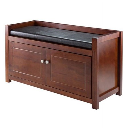 21.65 x 39.76 x 15.35 in. Storage Hall Bench with Cushion, Walnut & Espresso - 2 Piece