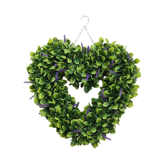 21.65Inch Valentines Artificial Green Leaves Heart Wreath for Front Door Home Wall Window Farmhouse Spring Summer Hanging Decorations