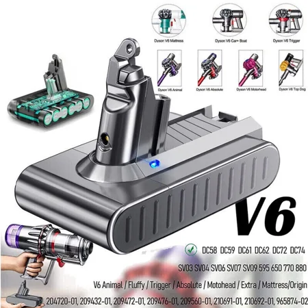 21.6V Battery For Dyson V6 Handheld Vacuum Cleaner SV03 SV04 SV09 DC58 DC59 DC61