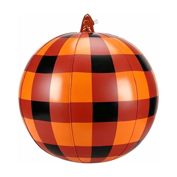 21.6in Buffalo Plaid Inflatable PVC Pumpkin Balloon for Halloween Fall Decor