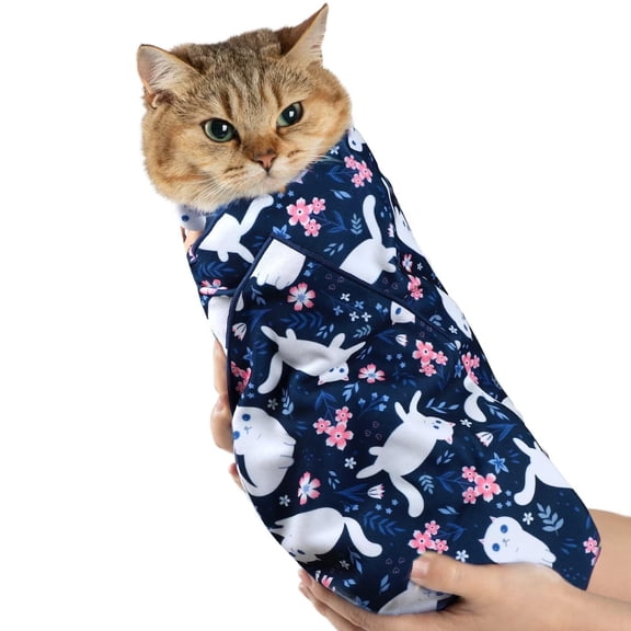 21.7" Cat Wrap for Cutting Nails, Cat Restraint for Nail Clipping, Cat Swaddle Wrap for Kittens, Cat Burrito Wrap Can Be Applied to Cat Nail Trimming
