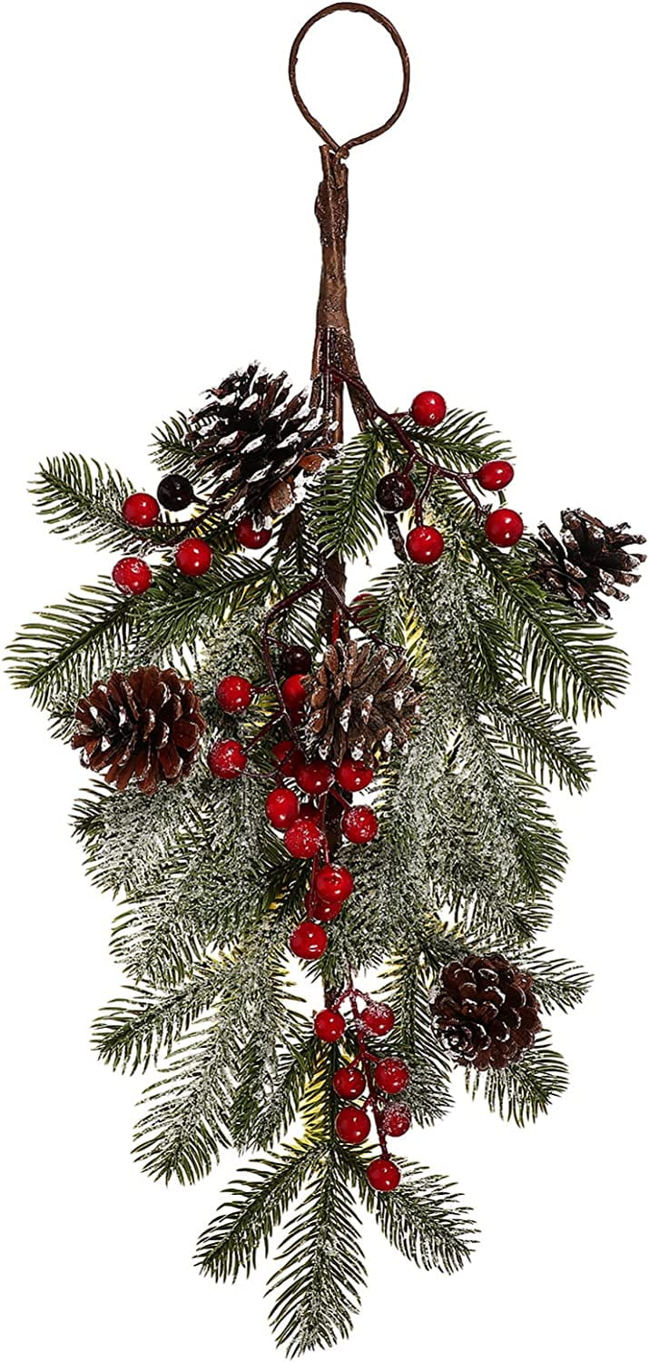 21.7" PreLit Stair Swags Christmas Garland for Stairs Railing Prelit