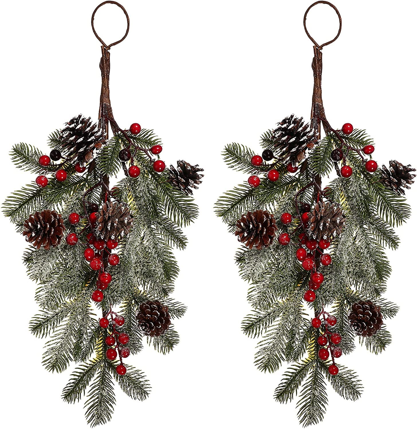 21.7" PreLit Stair Swags Christmas Garland for Stairs Railing Prelit