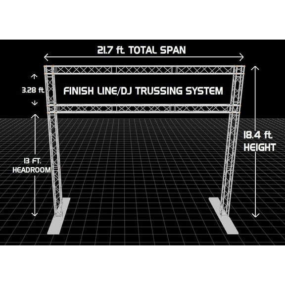 21.7 ft Span Square Aluminum Truss Goal Post DJ System Lights Lighting Marathon Finish Line