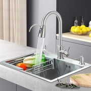 21.7 in Kitchen Sink Stainless Steel Single Bowl Sink w/Pulldown Faucet Drop In