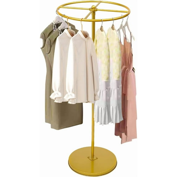 21.7 x 61 inch Rolling Round Clothes Rack, Metal Freestanding Rotatable ...
